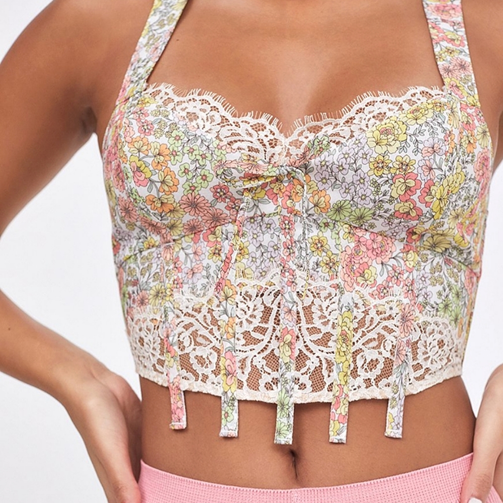 NEW FOR LOVE & LEMONS ESME FLORAL BUSTIER - Picture 2 of 4